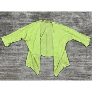 Choices Top Womens Medium Green Short Sleeve Cropped‎ Open Front Polyester Blend